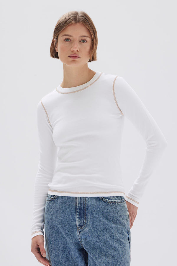 Evelyn Contrast Stitch Long Sleeve Tee